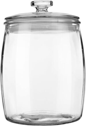 Folinstall Wide Mouth Glass Jar with Airtight Lid, 1/2 Gal Clear Container | 72oz Apothecary Jar for Cookie, Candy, Sugar, Flour, Sourdough Starter, Dog Food, Laundry Pods, Kitchen, Pantry, and Bathroom