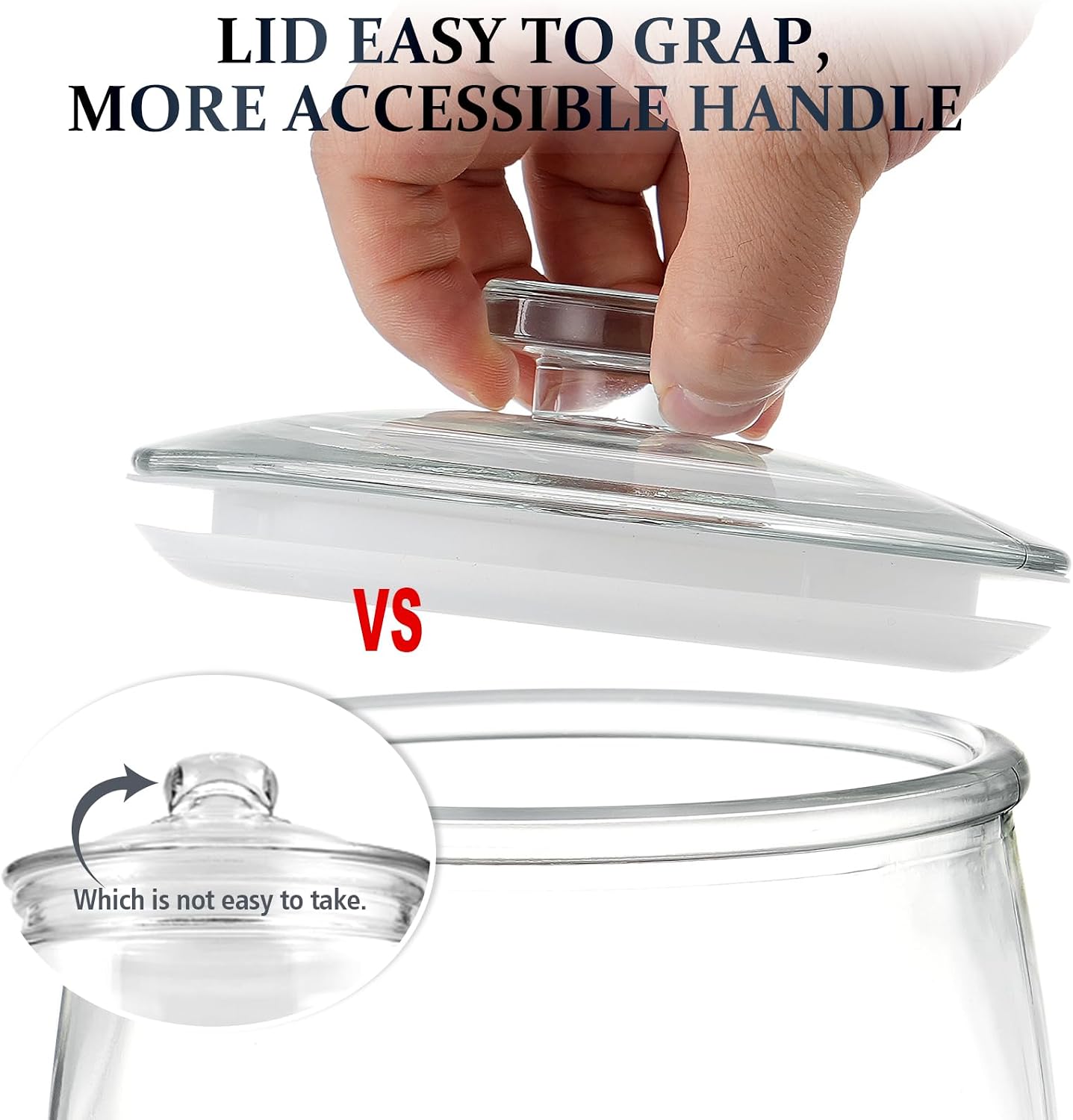 Folinstall Wide Mouth Glass Jar with Airtight Lid, 1/2 Gal Clear Container | 72oz Apothecary Jar for Cookie, Candy, Sugar, Flour, Sourdough Starter, Dog Food, Laundry Pods, Kitchen, Pantry, and Bathroom - Image 3